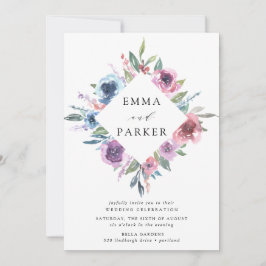 Invitación Midnight Blooms | Floral Boda Morado y Azul