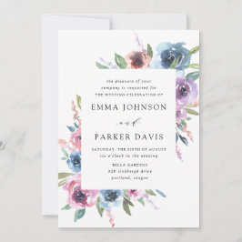 Invitación Midnight Blooms | Floral de Boda Azul y Morado