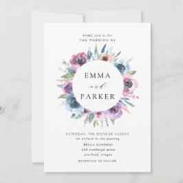 Invitación Midnight Blooms | Floral de Bodas Morado y Azul