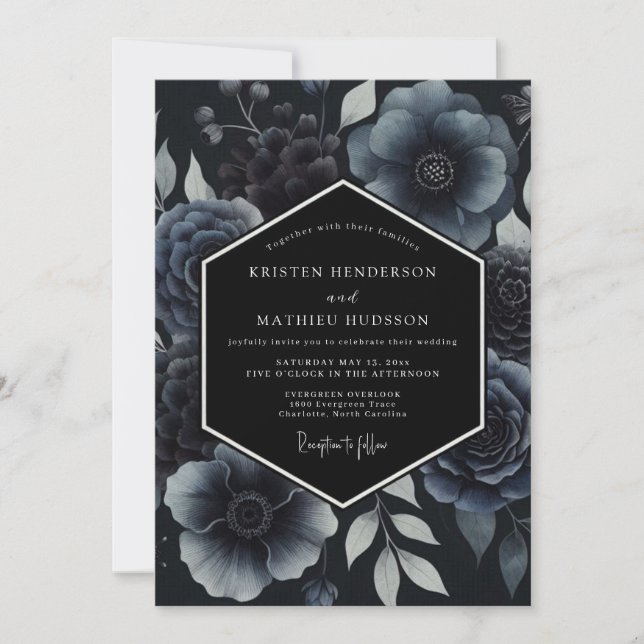 Invitación Midnight Blue Enchanting Winter Wedding (Anverso)