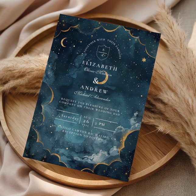 Invitación Midnight Constellation Floral Wedding (Subido por el creador)