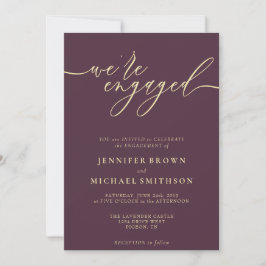 Invitación Midnight Fig & Champagne Minimal We are Engaged
