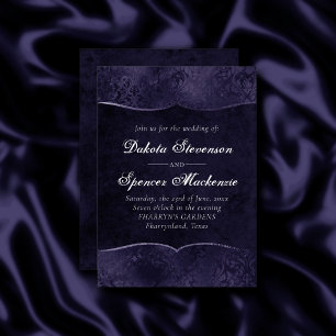 Invitación Midnight Indigo Romance   Satiny Grunge Boda