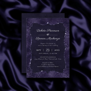 Invitación Midnight Indigo Romance Satiny Grunge Boda