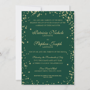 Invitación Midnight Stars Twinkle Sky Emerald Boda