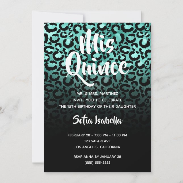 Invitación Miedo del Ombre del Leopardo del Glam Negro de col (Anverso)