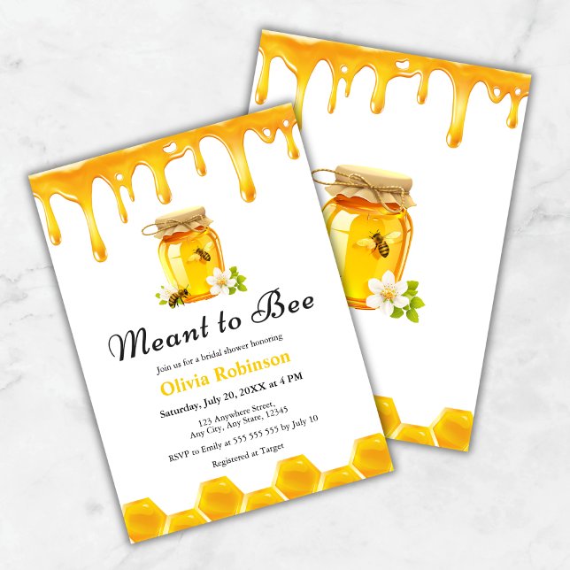 Invitación Miel amarilla quiso ser ducha nupcial (Yellow Honey Meant to Bee Bridal Shower Invitation )