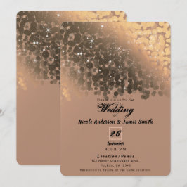 Invitación Miel Beige Champán Dorado Brillo Nupcial