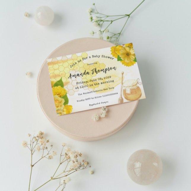 Invitación Miel con flores y mamá abeja para ser Baby Shower (Subido por el creador)