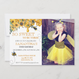 Invitación Miel de Abeja Tan Dulce Cumpleaños Foto Fiesta 
