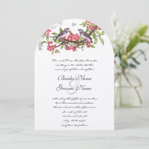 Invitación Miel de Madreselva Púrpura y Rosa de Aves Vintage