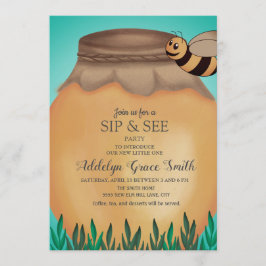 Invitación Miel y Tarro de Miel Bebé Chupete Fiesta Prenatal
