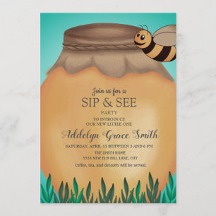 Invitación Miel y Tarro de Miel Bebé Chupete Fiesta Prenatal