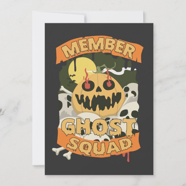 Invitación Miembro Ghost Squad Funny Matando Primo Halloween (Anverso)