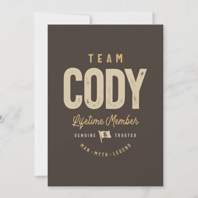 Invitación Miembro vitalicio de Team Cody con nombre personal (Anverso)
