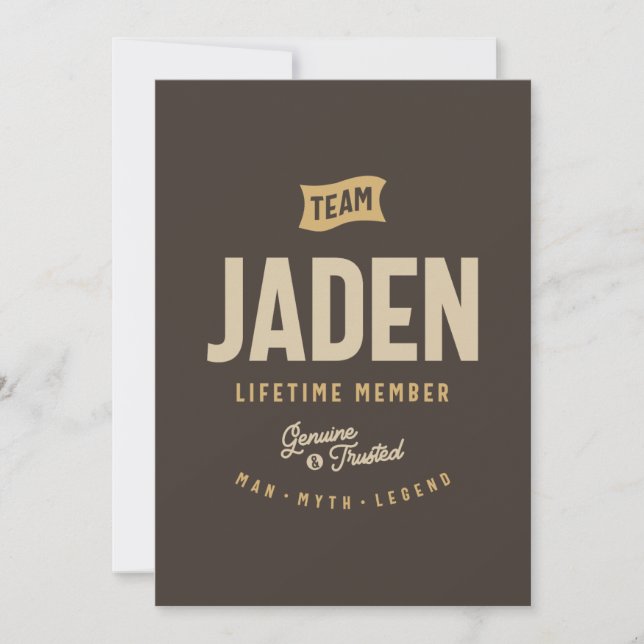 Invitación Miembro vitalicio del equipo Jaden Nombre personal (Anverso)