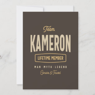 Invitación Miembro Vitalicio del Equipo Kameron Nombre Person