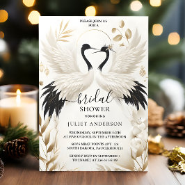 Invitación Mientras Feather Asian Sky Cloud Crane Fun Bridal