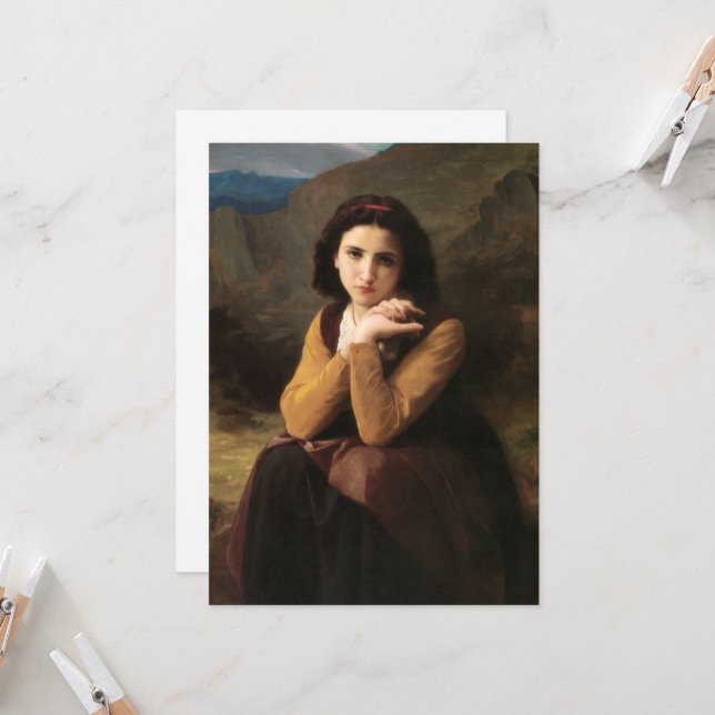 Invitación Mignon Innocence of Adolescent Chica, Bouguereau (Anverso/Reverso In Situ)
