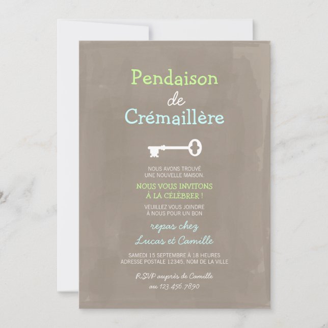 Invitación Mignon Pendaison de Crémaillère (Anverso)