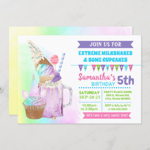 Invitación Mijares extremos unicornio de cumpleaños con helad