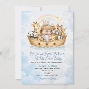 Invitación Milagro en camino Baby Shower del Arca de Noé