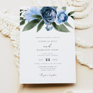 Invitación MILENA Bodas de Jardín Floral Azul Polvo