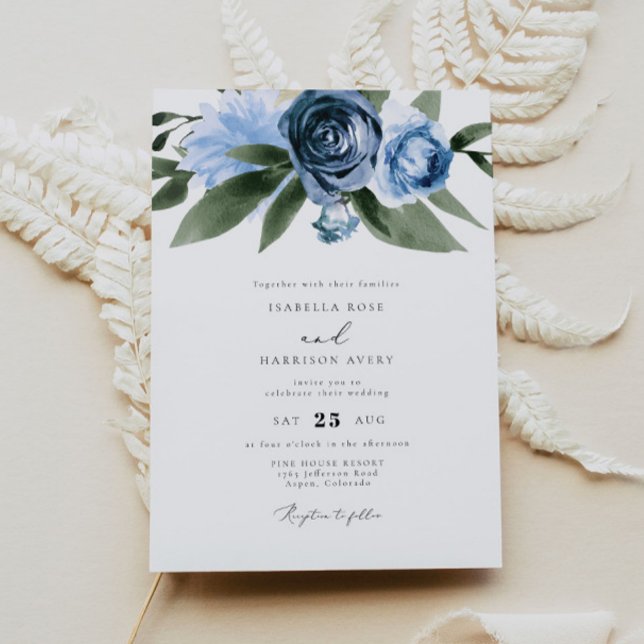 Invitación MILENA Dusty Blue Floral Garden Wedding (Subido por el creador)