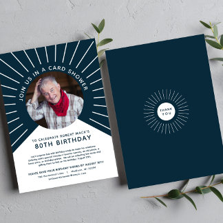 Invitación Milestone 80th Birthday Photo Card Shower