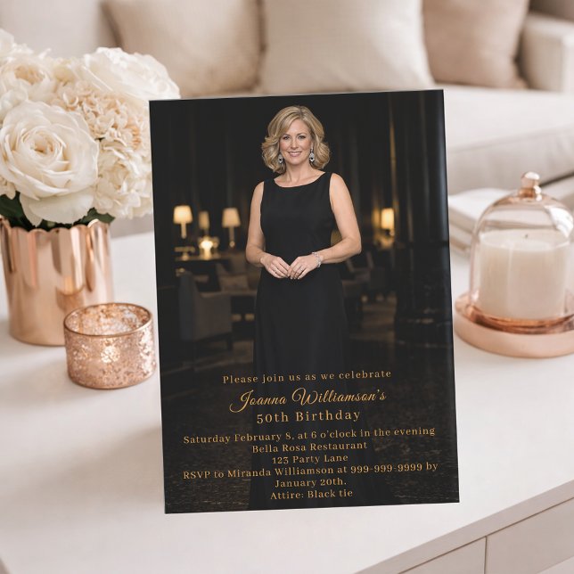 Invitación Milestone birthday photo elegant (Subido por el creador)