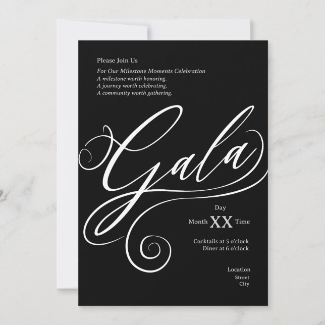 Invitación Milestone Gala Invitation (Anverso)