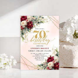 Invitación Milestone Gold Floral 70th Birthday Party Invites