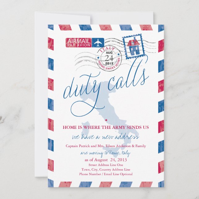 Invitación militar en movimiento de correo aéreo a (Anverso)