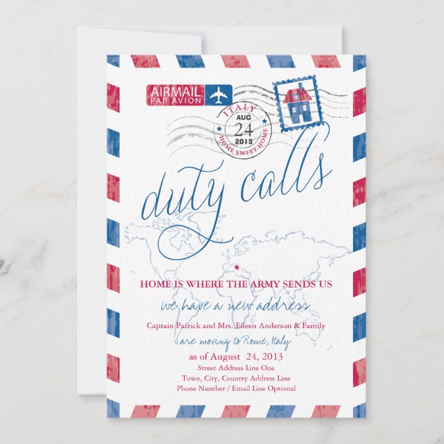Invitación militar en movimiento de correo aéreo a (Anverso)