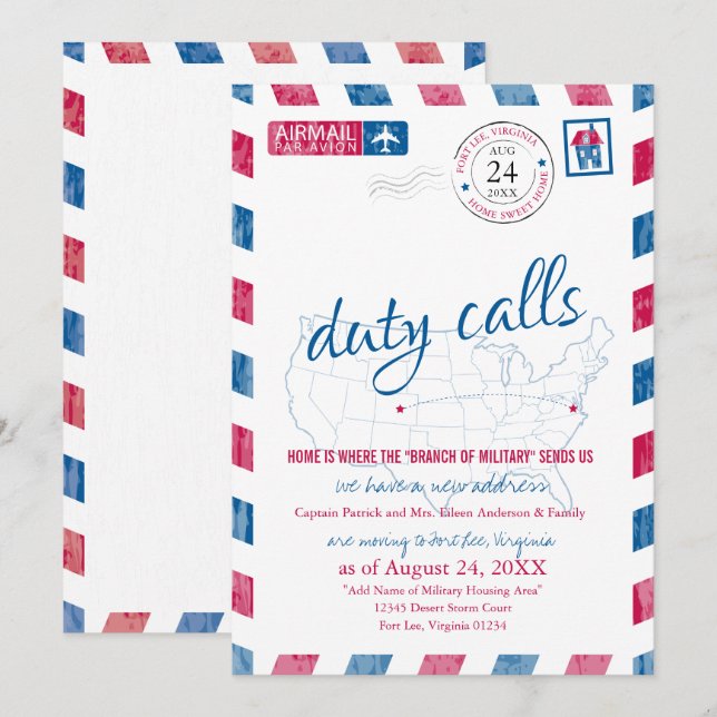 Invitación militar móvil Fort Lee Virginia (Anverso / Reverso)