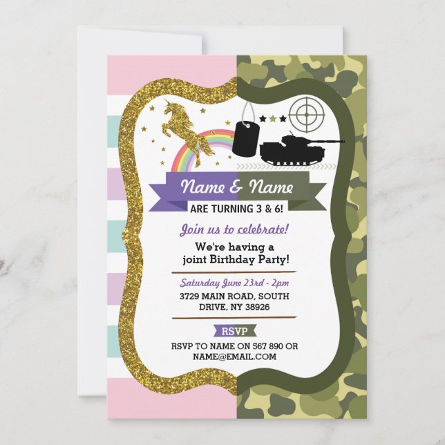 Invitación Militares de Unicornio y Ejército (Anverso)