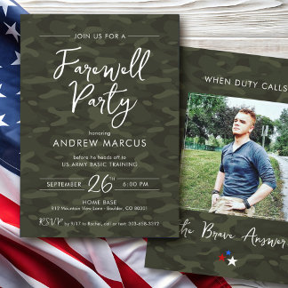 Invitación Military Camo Photo Farewell I Going Away Party