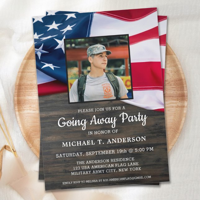 Invitación Military Going Away Party Patriotic American Flag (Subido por el creador)