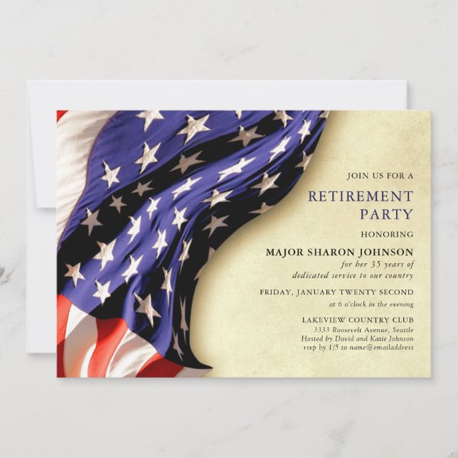 Invitación Military Red White and Blue Retirement Party (Anverso)