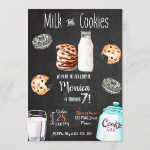 Invitación Milk and Cookies Birthday Invitation