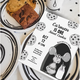 Invitación Milk and Cookies Mouse Sweet First Birthday