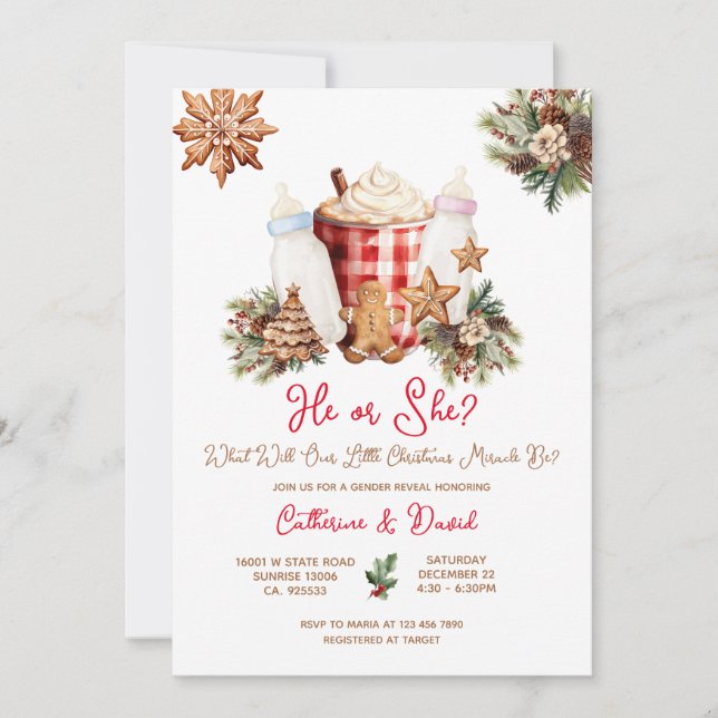 Invitación Milk Bottle Christmas Gender Reveal Invitation (Anverso)