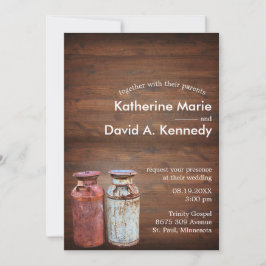 Invitación Milk Cans Country Wedding Rústico Antiguo Presupue