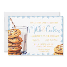 Milk & Cookie Cumpleaños Blue Plaid Boy 1er cumple