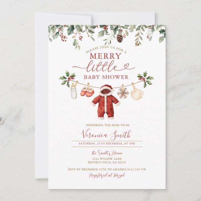 Invitación Milk Diaper Clothesline Merry Little Baby Shower (Anverso)