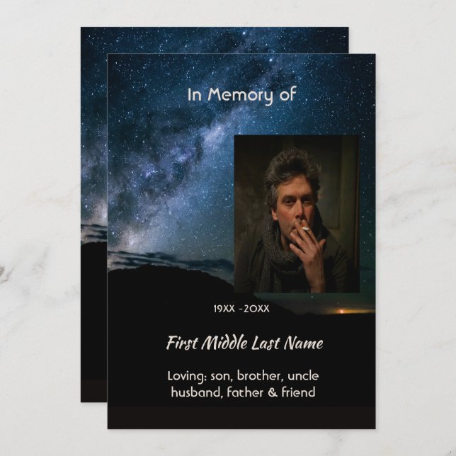 Invitación  Milky Way Galaxy Starry Night Sky Memorial (Anverso / Reverso)