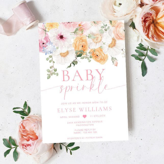 Invitación Millie Floral Baby Sprinkle (Baby Sprinkle Invitation Millie )