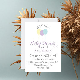 Invitación Millón de lila acuática de color Globos Baby Showe