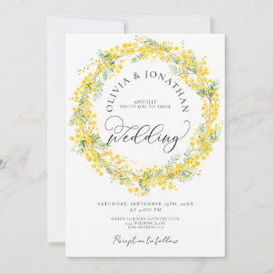 Invitación Mimosa amarilla todo en un Boda de código QR presu