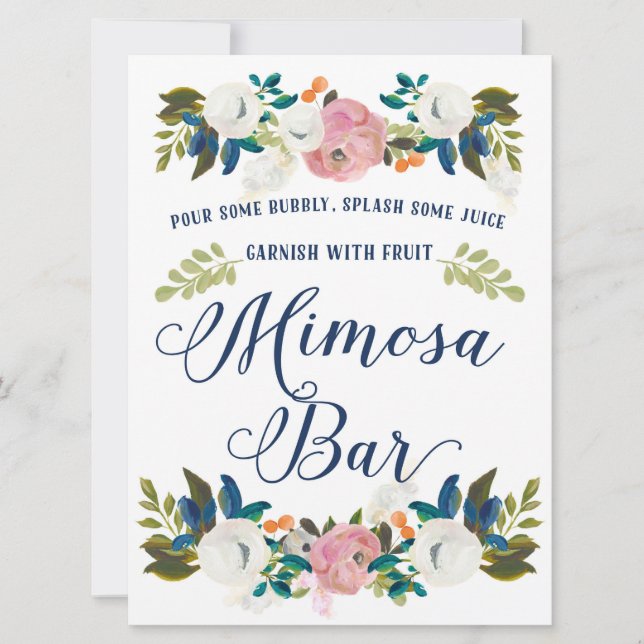 Invitación Mimosa Bar Bridal Shower Rótulo (Anverso)